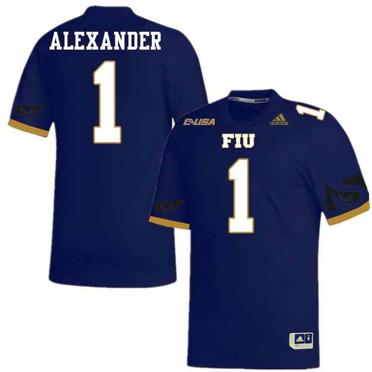 #1 Maurice Alexander FIU Jersey,Florida International University Panthers Football Jersey-Navy